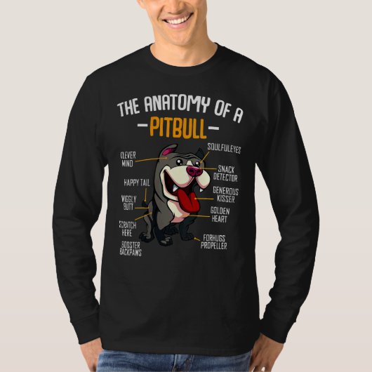 T-shirt Anatomie D'Un Pitbull Drôle Pitbull (Devant)