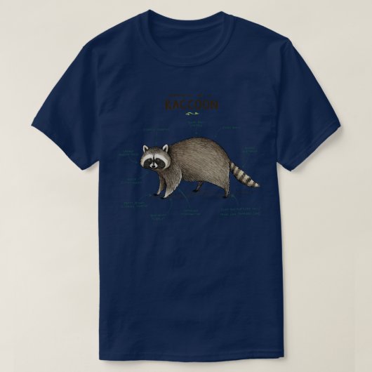 T-shirt Anatomie d'un raton laveur (Design devant)