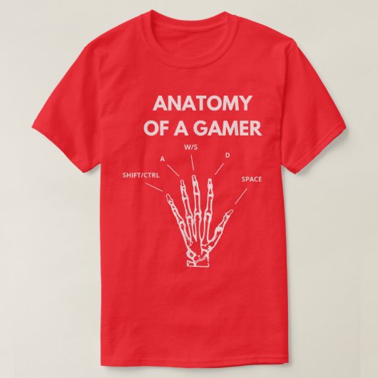 T-shirt Anatomie d'un squelette de main de joueur (Design devant)