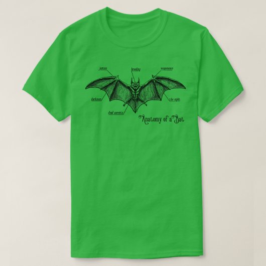 T-shirt Anatomie d'une chauve-souris (Design devant)