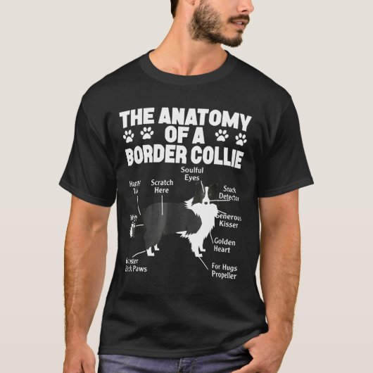 T-shirt Anatomie D'Une Collie Bordure (Devant)