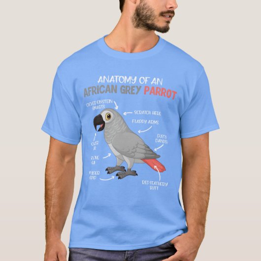 T-shirt Anatomie d'une fille amoureuse d'un perroquet gris (Devant)