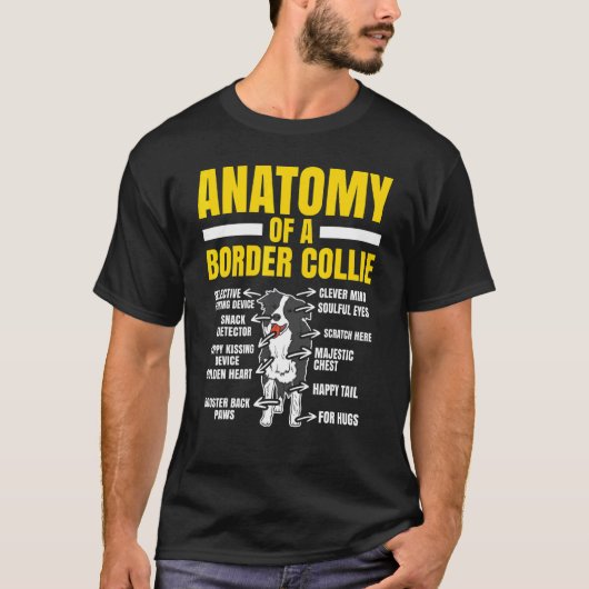 T-shirt Anatomie D'Une Frontière Collie Chien Chien Éleveu (Devant)