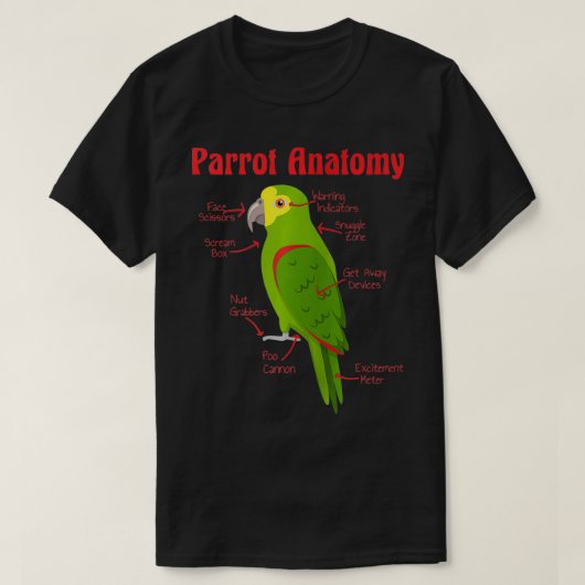 T-shirt Anatomie d'une Zip de perroquet (Design devant)