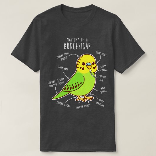 T-shirt Anatomie Green Budgie (Design devant)