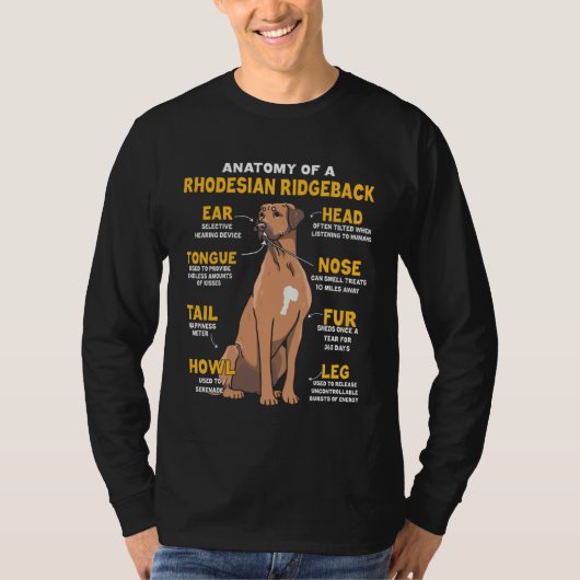 T-shirt Anatomy Of A Rhodesian Ridgeback For Dog (Devant)