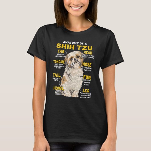 T-shirt Anatomy Of Shih Tzu Funny Dog Lover (Devant)