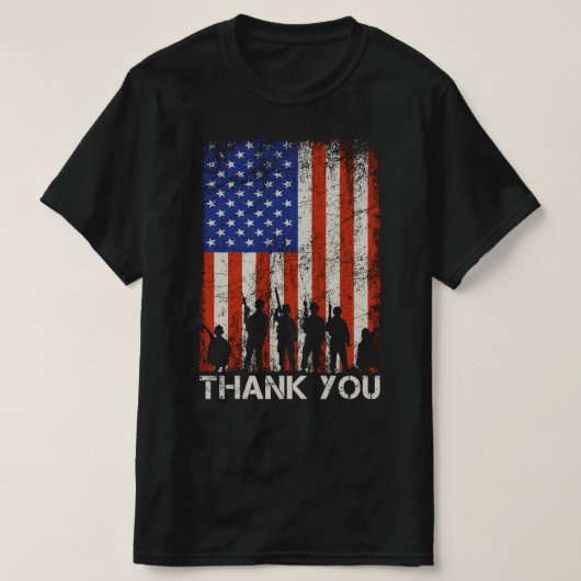 T-shirt ancien combattant merci usa flag vétéran day (Design devant)