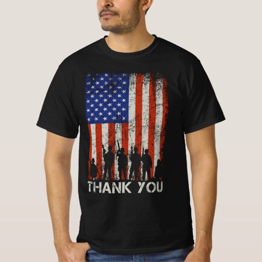 T-shirt ancien combattant merci usa flag vétéran day (Devant)