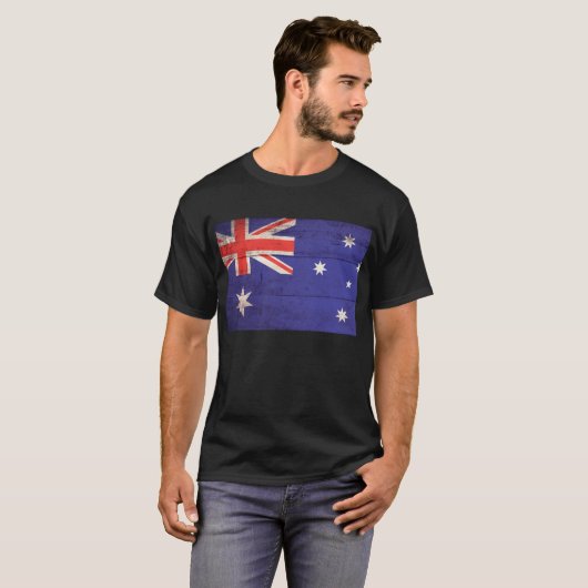 T-shirt Ancien drapeau australien en bois (Devant entier)