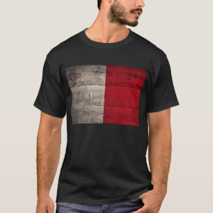 T-shirt Ancien Drapeau de Malte en bois ;