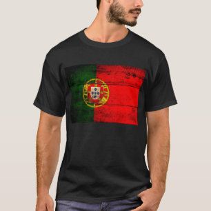 T-shirt Ancien Drapeau Portugais En Bois ;