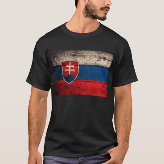T-shirt Ancien drapeau slovaque en bois ; (Devant)