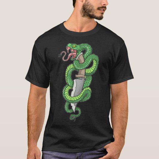 T-shirt Ancien serpent vert et dague (Devant)