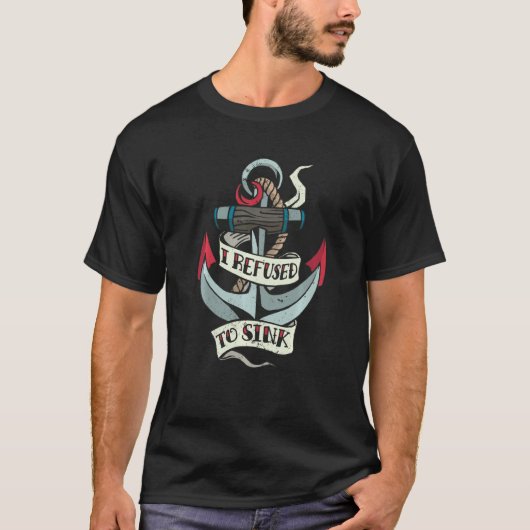 T-shirt Ancienne Ancre De Tatouage De L'École Avec Citatio (Devant)