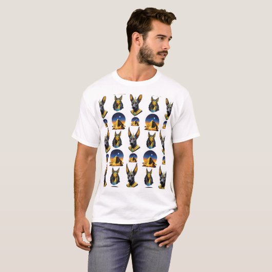 T-shirt Ancienne Egypte Pyramide Anubis Motif Design (Devant entier)