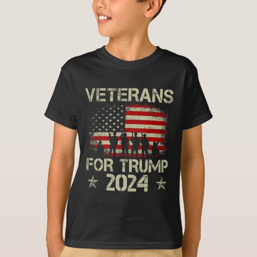 T-shirt Anciens Combattants Pour Trump 4 juillet Drapeau A (Devant)