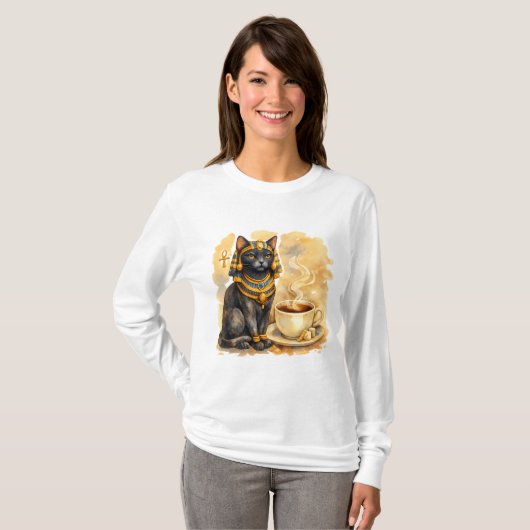 T-shirt Ancient Egyptian Cat Bastet Mythology Design (Devant entier)