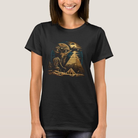 T-shirt Ancient Egyptian Pyramids Aliens Space UFO Science (Devant)