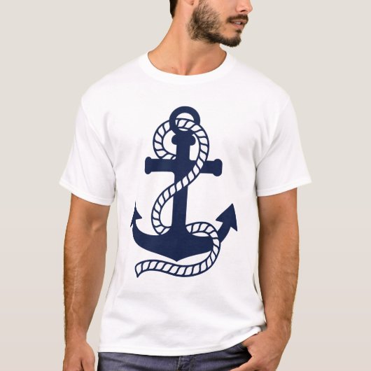 T-shirt Ancre bleu marine et blanc (Devant)
