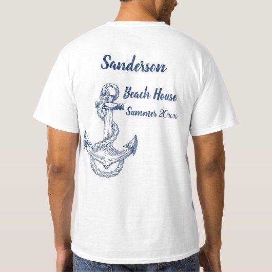 T-shirt Ancre Bleue de la Marine Nautique - T-S monogrammé (Dos)