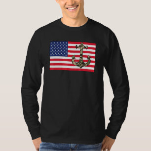 T-shirt Ancre Camo Drapeau américain 4 juillet Camoflauge 