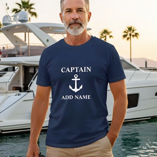 T-shirt Ancre Capitaine Ajouter un nom ou un nom de bateau