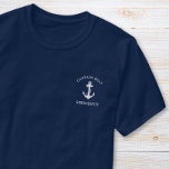 T-shirt Ancre classique en bateau capitaine Marine Blue<br><div class="desc">Le t-shirt bleu marine du capitaine de bateau sur le thème nautique avec une illustration blanche d'une ancre et son nom et son nom en lettres blanches modernes.</div>