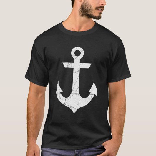 T-shirt Ancre de bateau nautique Preppy en détresse (Devant)