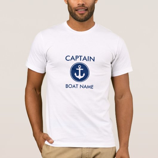 T-shirt Ancre de bleu marine de capitaine Nautical (Devant)