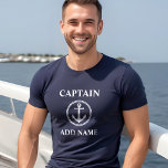 T-shirt Ancre de mer Capitaine Ajouter un nom ou un nom de<br><div class="desc">Ancre de mer Capitaine Ajouter un nom ou un nom de bateau Marine Blue T-Shirt</div>