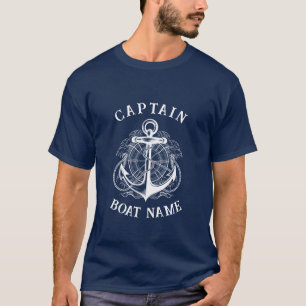 T-shirt Ancre de nom de bateau du capitaine nautique perso