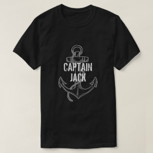 T-shirt Ancre défectueuse Personnalisé Capitaine Homme Noi