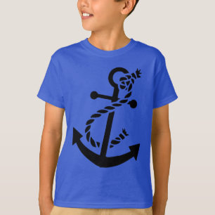 T-shirt Ancre du navire noir marine nautique