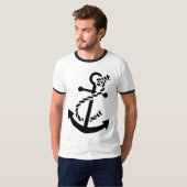 T-shirt Ancre du navire noir marine nautique (Devant entier)