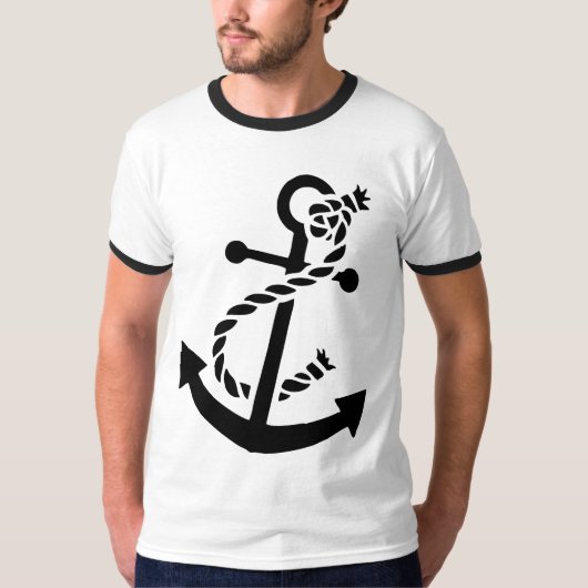 T-shirt Ancre du navire noir marine nautique (Devant)