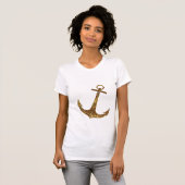 T-shirt Ancre imprimée de parties scintillantes d'or (Devant entier)