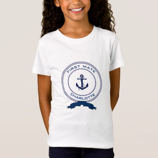 T-Shirt Ancre nautique - Nom de l'enfant - Premier marié (Devant)