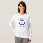 T-shirt Ancre nautique Patriotic First Mate Ajouter un nom (Devant entier)