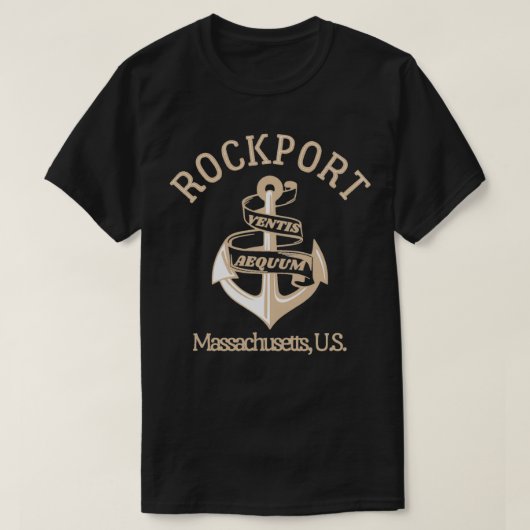 T-shirt Ancre rétro Rockport Massachusetts US Tan Text Vi (Design devant)