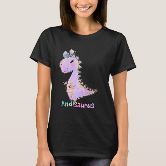 T-shirt Andi Nom Chemise Fille Dinosaur Anniversaire Andre (Devant)