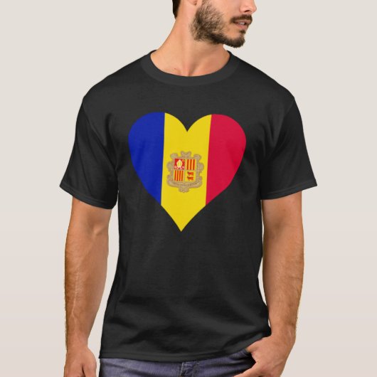T-shirt Andorre Drapeau Coeur Andorre Amour Andorre (Devant)