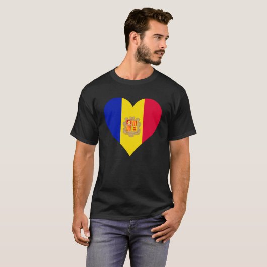 T-shirt Andorre Drapeau Coeur Andorre Amour Andorre (Devant entier)