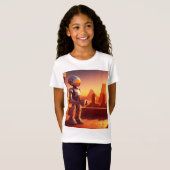 T-Shirt Android buvant du café regardant les pyramides (Devant entier)