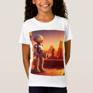 T-Shirt Android buvant du café regardant les pyramides