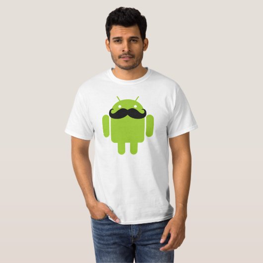 T-shirt Android Robot Black Mustache Graphisme (Devant entier)