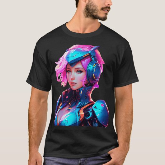 T-shirt Android Techno Space Girl (Devant)