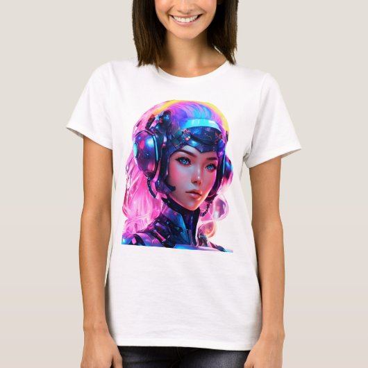 T-shirt Android Techno Space Girl (Devant)