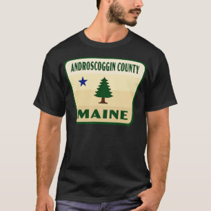 T-shirt Androscoggin Comté Maine Pine Rétro Badge Ta