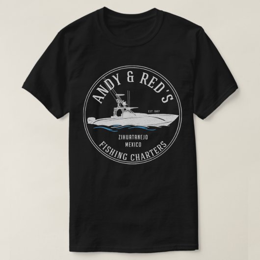 T-shirt Andy Reds Charters de pêche (Design devant)